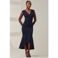 Jolie Moi Women's Tara Sleeveless Draped Maxi Dress in Navy | Size: 12