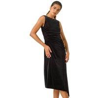 Velvet Rose Print Side Ruched Midi Dress