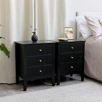 Melody Maison Pair Of 3 Drawer Bedside Tables - Hales Black Range