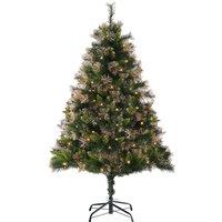 HOMCOM 5FT Pre-Lit Christmas Tree Artificial Spruce Holiday Dcor W/ Metal in Green