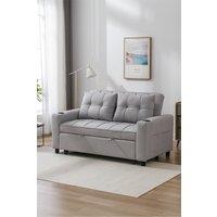 More4Homes Hudson 2-Seater Sofa Bed Linen Fabric with Cup Holders in Light Grey