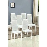 Set of 6 Modern PU Leather Armless High Back Dining Chairs