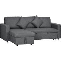 HOMCOM 3 Seater Corner Sofa Bed with Storage Reversible Chaise Dark Grey