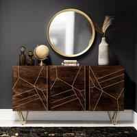 IH Design Jusleen Solid Mango Wood 2 Door 3 Drawer Extra Large Sideboard in Brown