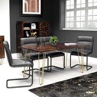IH Design Jusleen Solid Mango Wood Dining Table in Brown