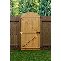 Living and Home Semi Braced Arch Top Strong Wooden Garden Gate 105cm W x 210cm H in Natural | Size: 105 cm W x 210 cm H