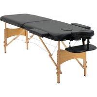 HOMCOM Portable Massage Bed Folding Spa Beauty Massage Table with 2 Sections in Black | Size: Single