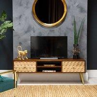 IH Design Perdue Solid Mango Wood Large Tv Unit in Grey