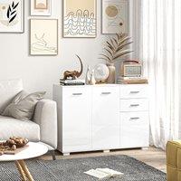 HOMCOM Sideboard Storage Cabinet, Kitchen Cabinet w/ 2 Drawers & Adjustable Shelves in White