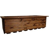 Samuel Alexander Hand Made 108cm x 41cm Rustic Wooden Large Garden Trough / Flower Bed Planter in Brown | Size: 108 cm x 41 cm