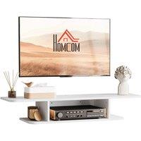 HOMCOM Floating TV Unit Stand Wall Mount Media Console with Storage Shelf in White