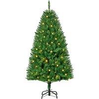 HOMCOM 5FT Prelit Artificial Christmas Tree Warm Light Home Xmas Decoration in Green