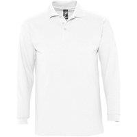 SOL'S Men's Winter II Long Sleeve Pique Cotton Polo Shirt in White | Size: 3XL