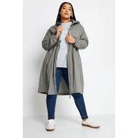 Yours Women's Lightweight Longline Parka Jacket in Grey | Size: 30-32