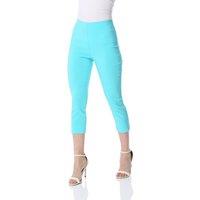 Roman Women's Cropped Stretch Trouser Capri Summer Leggings 3/4 Pedal Pushers in Turquoise | Size: 18