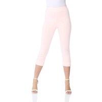 Roman Women's Cropped Stretch Trouser Capri Summer Leggings 3/4 Pedal Pushers in Light Pink | Size: 16