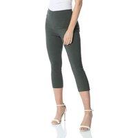 Roman Women's Cropped Stretch Trouser Capri Summer Leggings 3/4 Pedal Pushers in Green | Size: 12