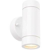 Netlighting Palin 2 Light Outdoor Up Down Wall Light Gloss White Glass IP44 GU10