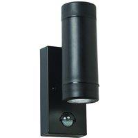 Netlighting Icarus Pir Outdoor Up Down 2 Light Wall IP44 5W Black Polypropylene