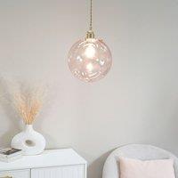 ValueLights Frenchie Pink Tinted Glass Globe Gold Easy Fit Lamp Shade