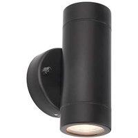 Netlighting Palin 2 Light Outdoor Wall Light Matt Black Glass IP44 GU10