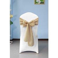 Neel Blue 10pcs Hessian Chair Sashes, 22cm x 280cm in Beige | Size: 22 cm x 280 cm