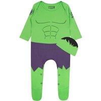 Marvel Boy's The Incredible Hulk Baby Sleepsuit & Hat in Green | Size: 6-9 m