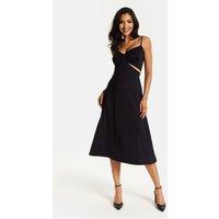 Liquorish Women's Black Cami Dress with Cut Out | Size: Small