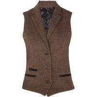 Infinity Leather Women's Tweed 1920s Herringbone Waistcoat in Light Brown | Size: 16