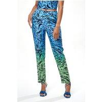 Liquorish Women's Zebra Print Ombre Trosuers in Blue | Size: 8