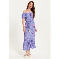 Liquorish Women's Animal & Floral Print Off-Shoulder Maxi Dress in Purple | Size: 12