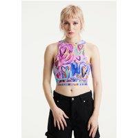 House of Holland Women's Heart Printed Jersey Top With Open Back | Size: XL