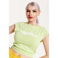 House of Holland Women's Logo Tie Detail Crop Top In Wasabi Green | Size: Small