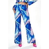 Liquorish Women's Graphic Print Suit Trouser In Blue | Size: 16