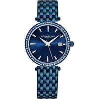STHRLING Original Symphony 3929 Women's Quartz Crystal Studded Watch with Stainless Steel Bracelet in Blue