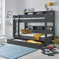 Bedmaster Olly Storage Bunk Bed Without Drawer With Pocket Mattresses in Dark Grey | Size: Single