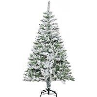 HOMCOM 5' Snow Flocked Artificial Christmas Tree 358 Realistic Branches in Green | Size: 5ft