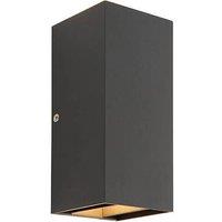 Netlighting Glover Integrated LED 2 Light Outdoor Up Down Wall Light Matt Black Glass IP44