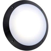 Netlighting Seran Integrated LED Outdoor Microwave Wall Light Matt Black Textured Opal IP65
