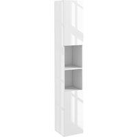 Kleankin Bathroom Floor Cabinet High Gloss Storage Cupboard with Doors in White