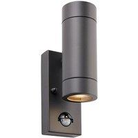 Netlighting Palin Outdoor Up Down Wall Light Anthracite with PIR Sensor IP44 in Black