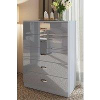 FWStyle Chilton Grey Gloss 5 Drawer Chest (H) 100cm (W) 70cm (D) 40cm