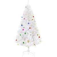 HOMCOM 6ft Snow Artificial Christmas Tree Metal Stand Decorations Home White
