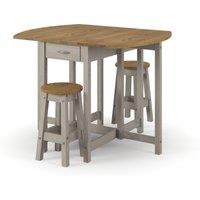 Core Products Corona Oval Breakfast Drop Leaf Gateleg Table & 2 Stool Set in Grey