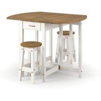 Core Products Corona Oval Breakfast Drop Leaf Gateleg Table & 2 Stool Set in White
