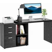 HOMCOM Computer Desk Table Workstation L Shape Drawer Shelf File Cabinet in Black