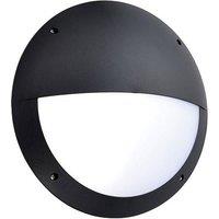 Netlighting Seran Integrated LED Outdoor Microwave Wall Light Matt Black Textured Opal IP65