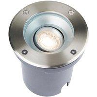 Netlighting Pillar Tilt Outdoor Recessed Ground Light Brushed Stainless Steel & Clear Glass IP67 in Grey
