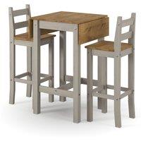 Core Products Corona Grey Square High Breakfast Bar Drop Leaf Table & Bar Chair Set