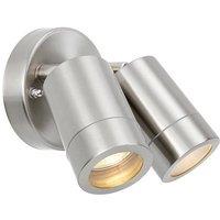 Netlighting Atlantis 2 Light Outdoor Coastal Spotlight Marine Grade Brushed Stainless Steel Glass IP65 GU10 in Grey